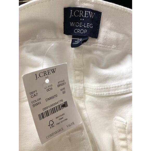 J. Crew Wide Leg Crop Jeans  All-Day Stretch High Rise Seashell White NWT 32 - Picture 12 of 14